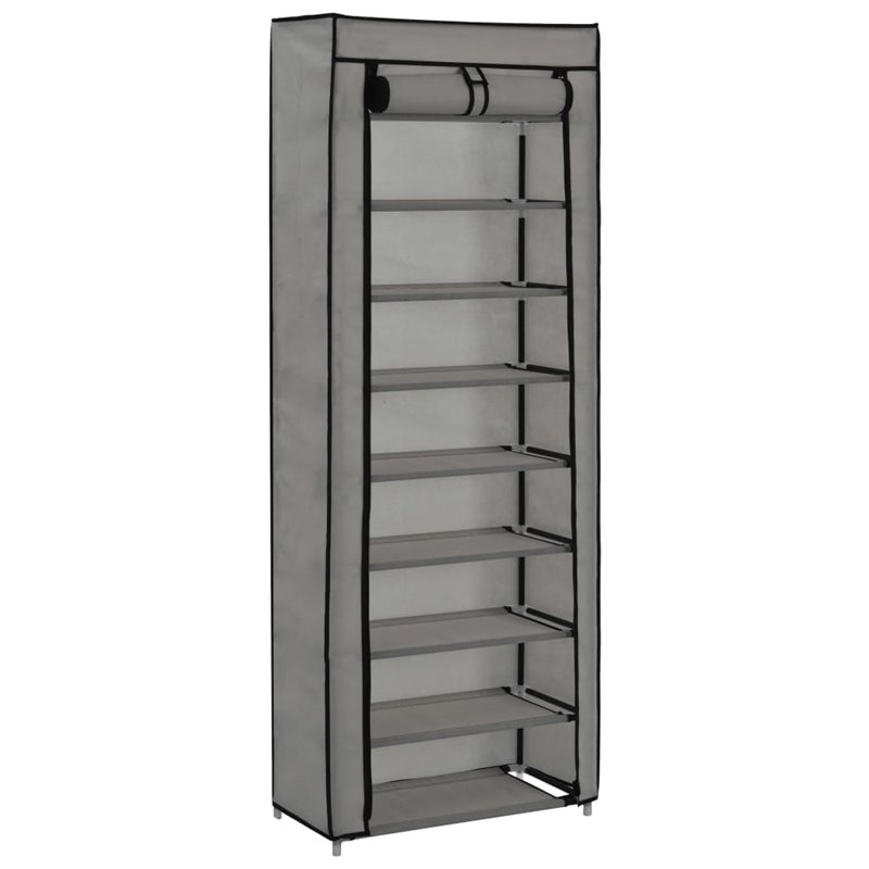 VidaXL Armoire à chaussures avec housse Gris 57x29x162 cm Tissu