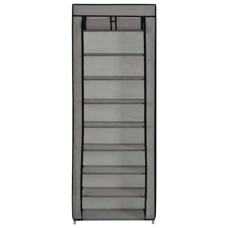 Image secondaire de VidaXL Armoire à chaussures avec housse Gris 57x29x162 cm Tissu