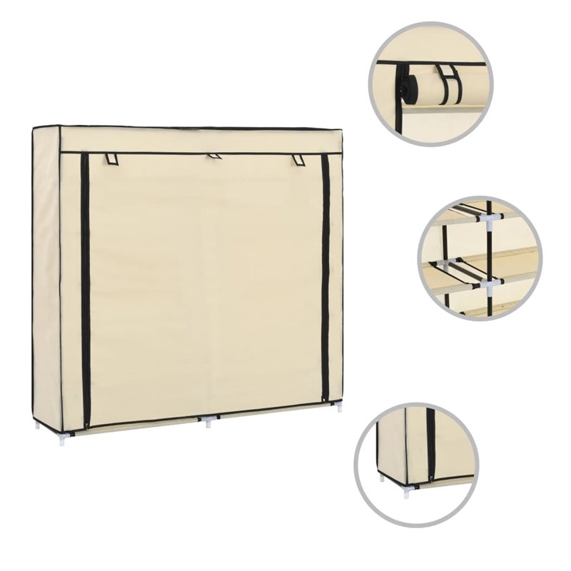 Image secondaire de VidaXL Armoire à chaussures avec housse Crème 115x28x110 cm Tissu