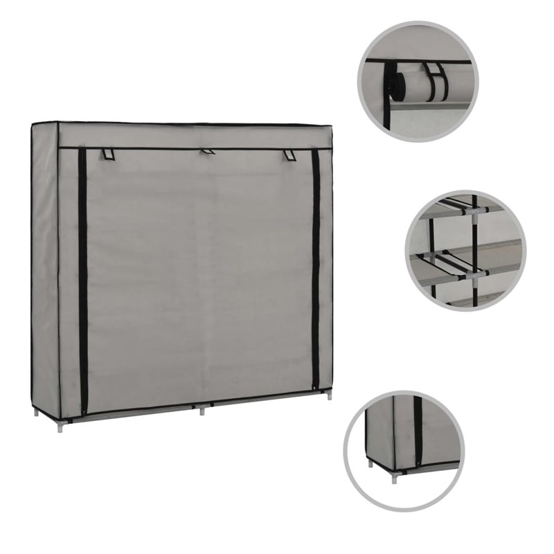 Image secondaire de VidaXL Armoire à chaussures avec housse Gris 115x28x110 cm Tissu