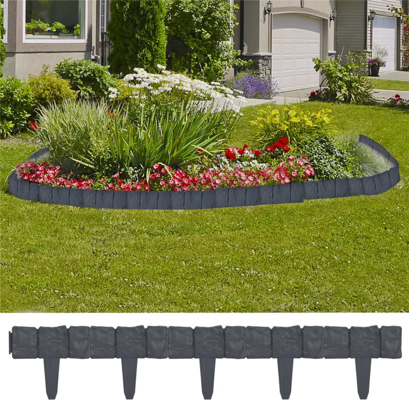 VidaXL Clôture de jardin Aspect de pierre 41 pcs Plastique 10 m