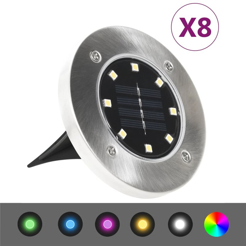 VidaXL Lampes solaires de sol 8 pcs Lumières LED couleur RVB