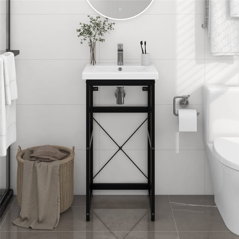 VidaXL Cadre de lavabo de salle de bain Noir 40x38x83 cm Fer