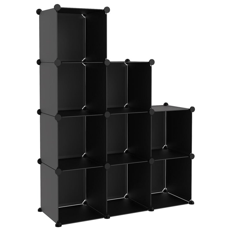 Image secondaire de VidaXL Cubes de rangement 9 pcs Noir PP