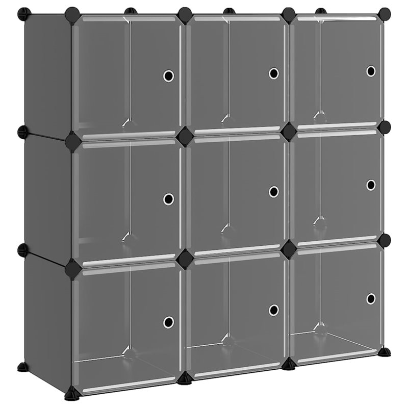 Image secondaire de VidaXL Cubes de rangement 9 pcs avec portes Noir PP