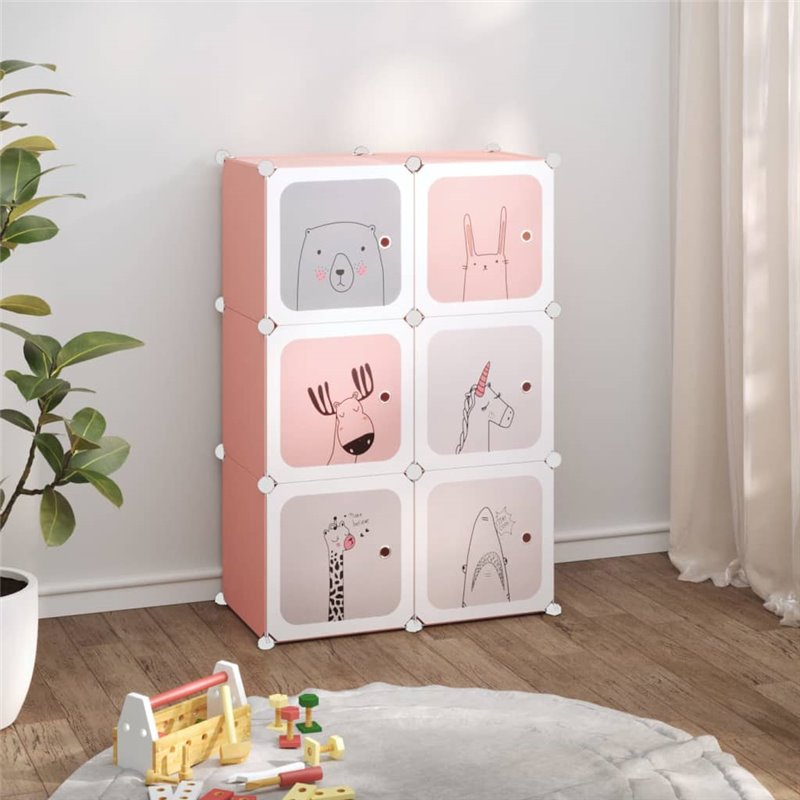 VidaXL Armoire de rangement pour enfants avec 6 cubes Rose PP