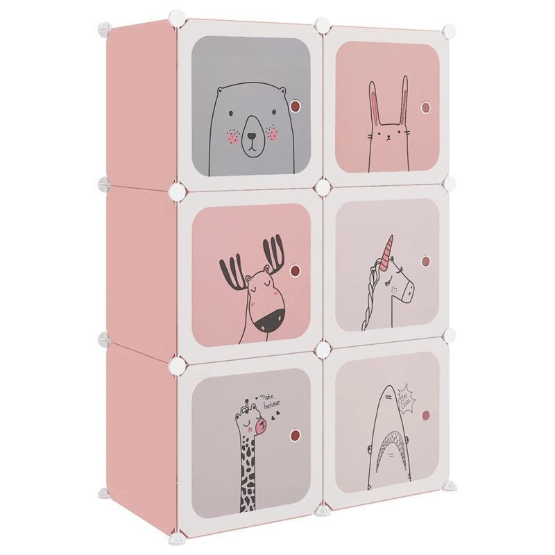 Image secondaire de VidaXL Armoire de rangement pour enfants avec 6 cubes Rose PP