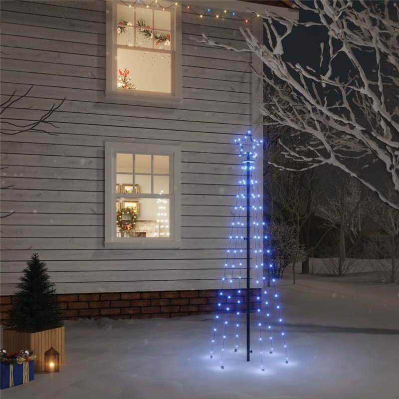 VidaXL Sapin de Noël avec piquet Bleu 108 LED 180 cm