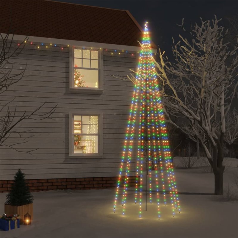 VidaXL Sapin de Noël avec piquet 732 LED Colorées 500 cm