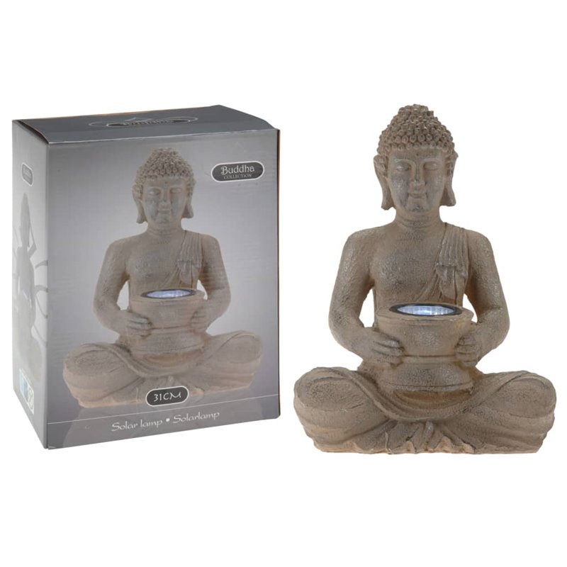 Progarden Lampe solaire Buddha Pierre poly