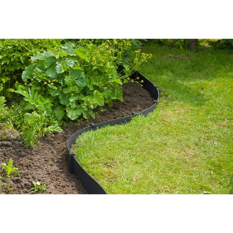 Nature Ensemble de bordure de jardin H7,5 cm x 10 m avec piquet noir