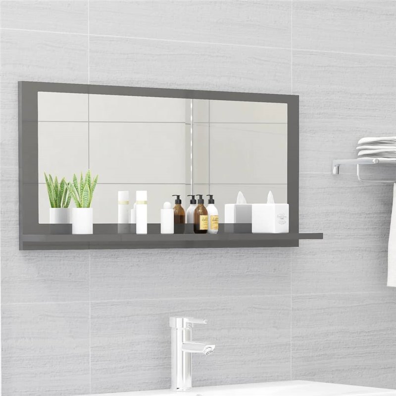 VidaXL Miroir salle de bain Gris brillant 80x10,5x37cm Bois ingénierie