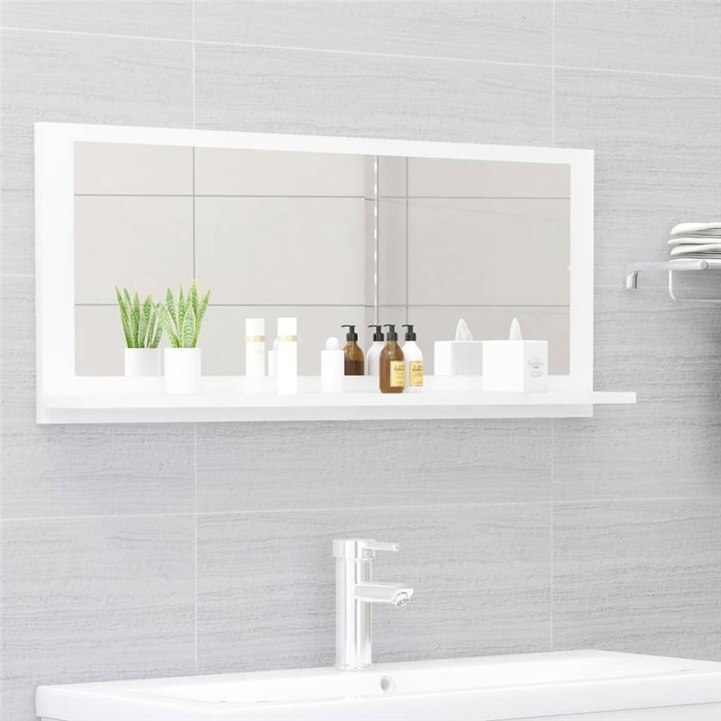 VidaXL Miroir de salle de bain Blanc brillant Bois d'ingénierie