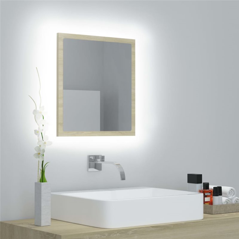 VidaXL Miroir LED de salle de bain Chêne sonoma 40x8,5x37 cm Acrylique