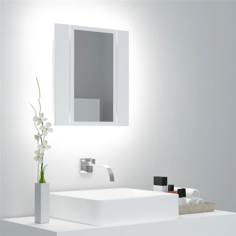 VidaXL Armoire salle de bain à miroir LED Blanc 40x12x45 cm Acrylique