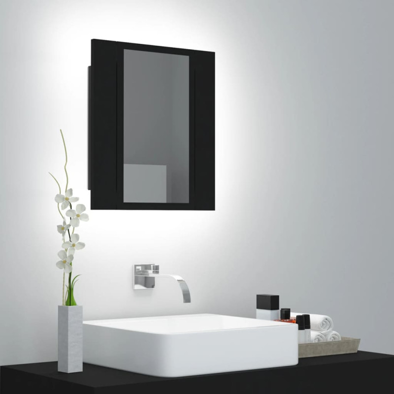 VidaXL Armoire à miroir de salle de bain LED Noir 40x12x45cm Acrylique