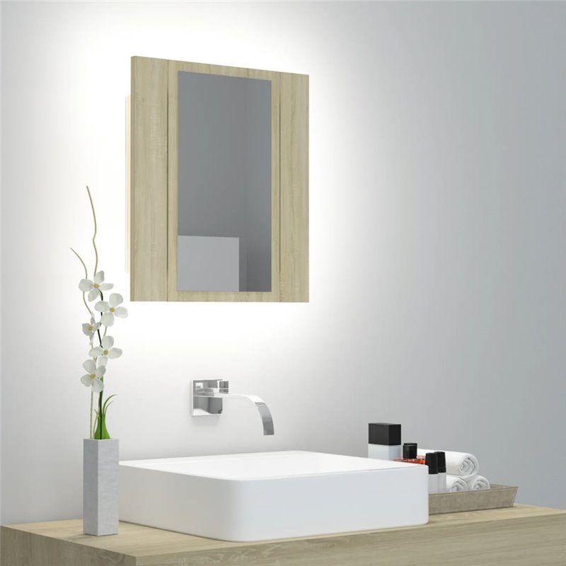 VidaXL Armoire à miroir LED de bain Chêne sonoma 40x12x45 cm Acrylique