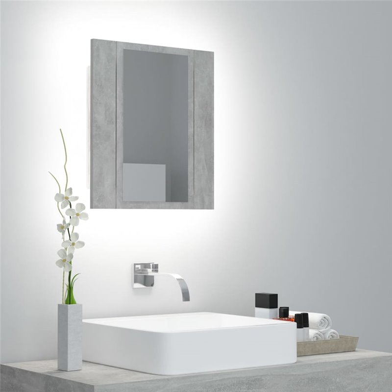 VidaXL Armoire de salle de bain à miroir LED Gris béton Acrylique