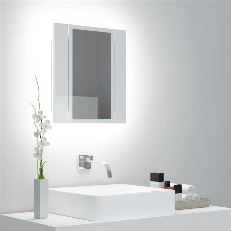 VidaXL Armoire à miroir de bain à LED Blanc brillant Acrylique