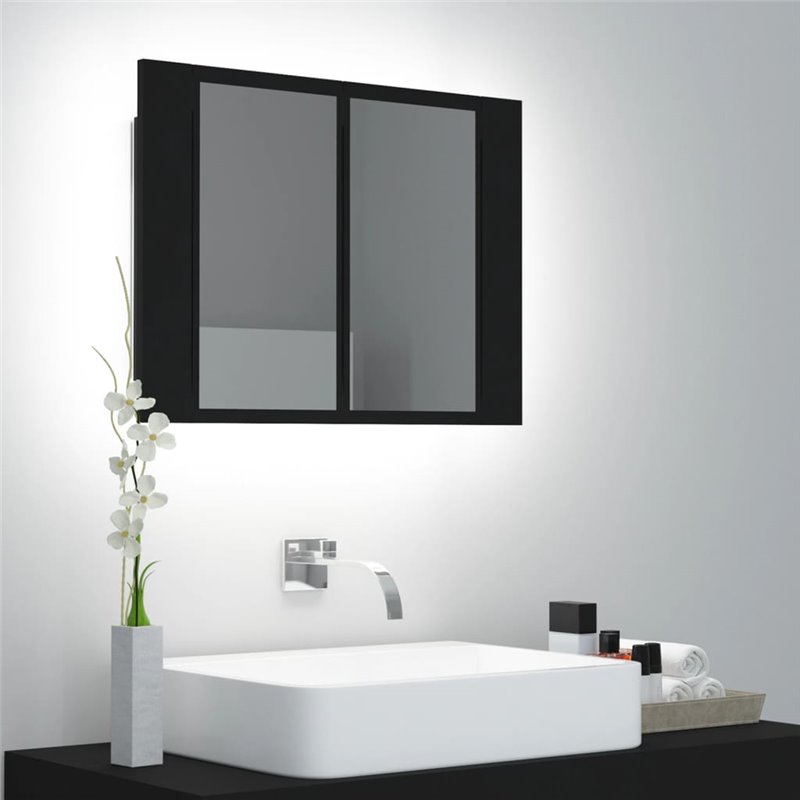 VidaXL Armoire à miroir de salle de bain LED Noir 60x12x45 Acrylique