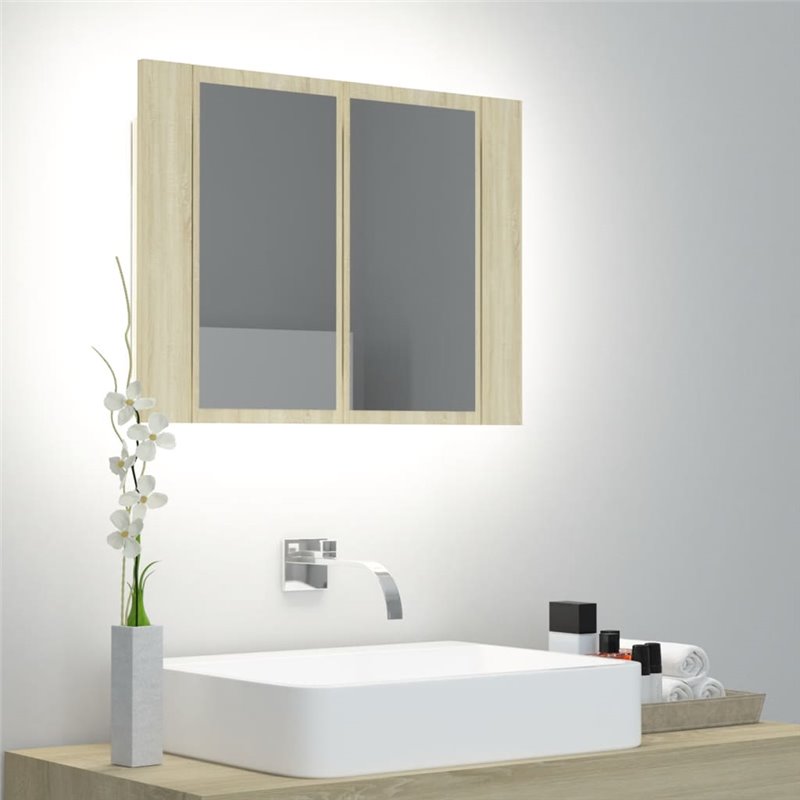 VidaXL Armoire à miroir à LED de bain Chêne sonoma 60x12x45 Acrylique