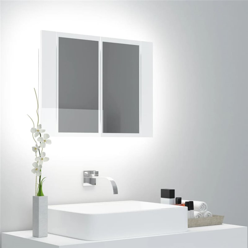 VidaXL Armoire à miroir de bain à LED Blanc brillant Acrylique