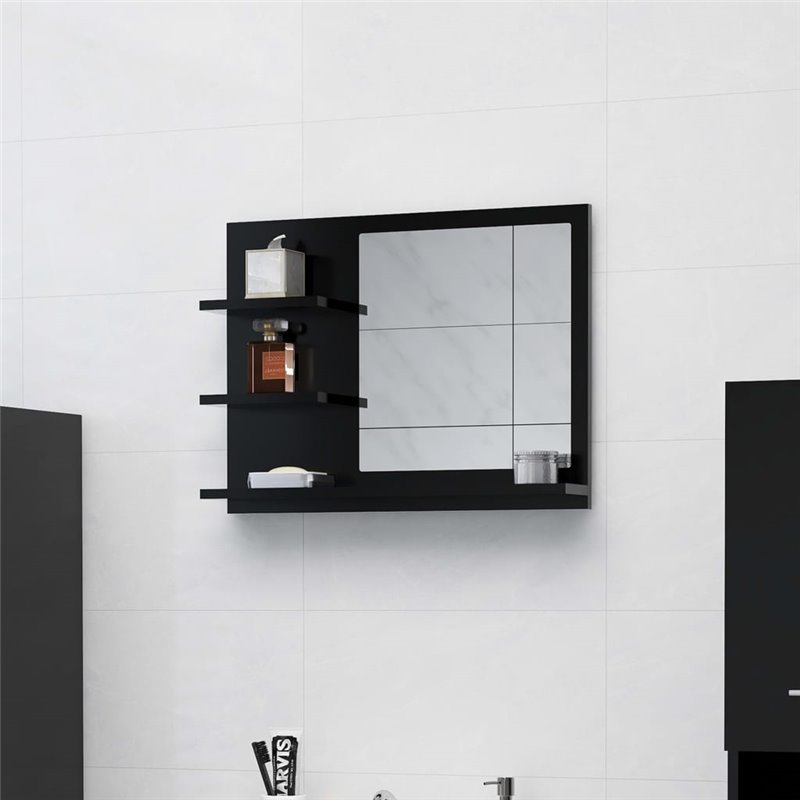 VidaXL Miroir de salle de bain noir 60x10,5x45 cm bois dingénierie