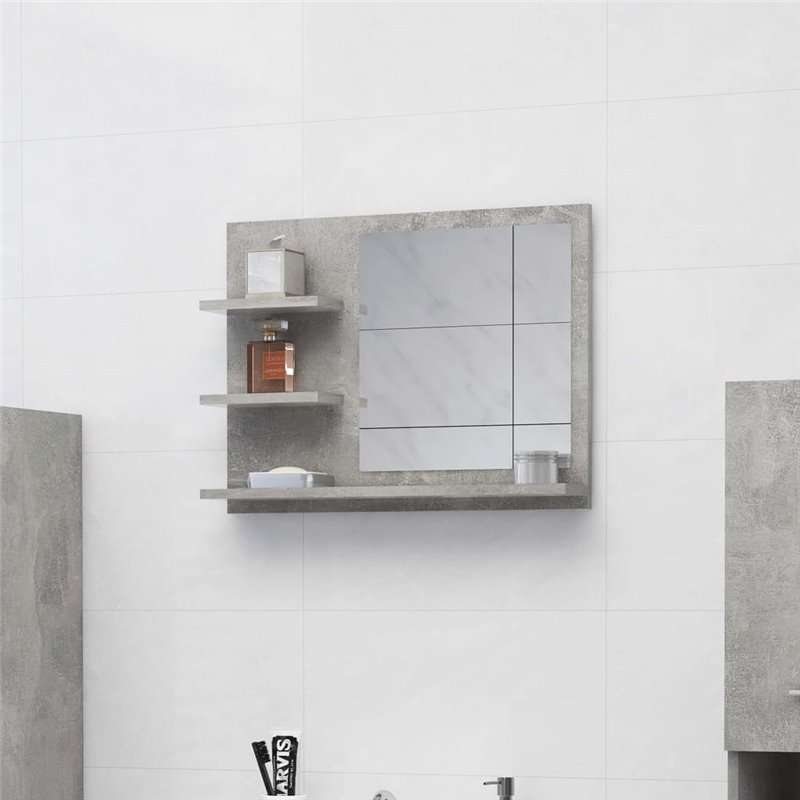 VidaXL Miroir de salle de bain gris béton 60x10,5x45cm bois ingénierie