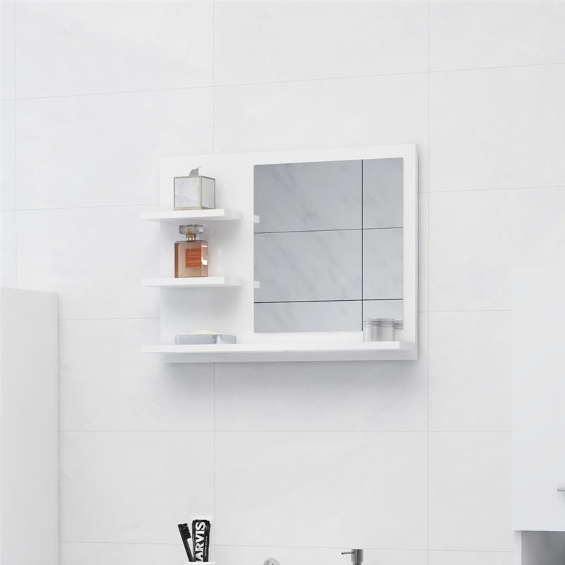 VidaXL Miroir de salle de bain blanc brillant bois d'ingénierie