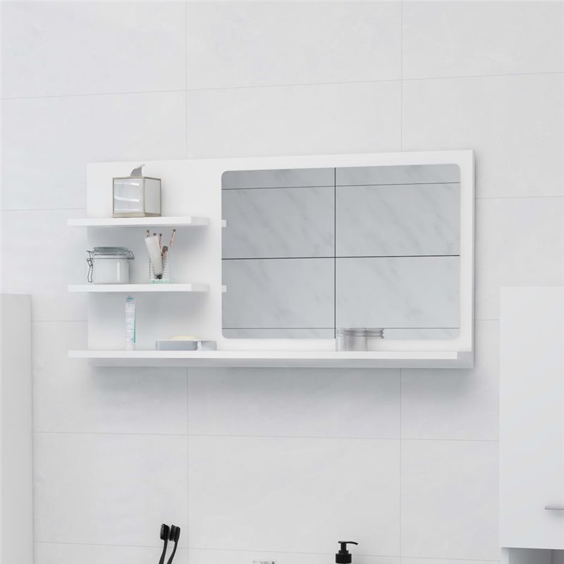 VidaXL Miroir de salle de bain blanc 90x10,5x45 cm bois d'ingénierie