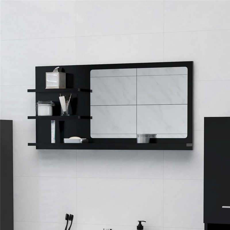 VidaXL Miroir de salle de bain noir 90x10,5x45 cm bois d'ingénierie