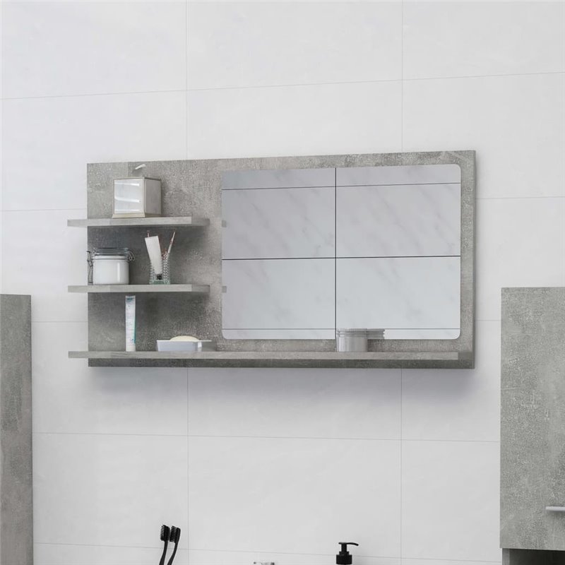 VidaXL Miroir de salle de bain gris béton bois d'ingénierie