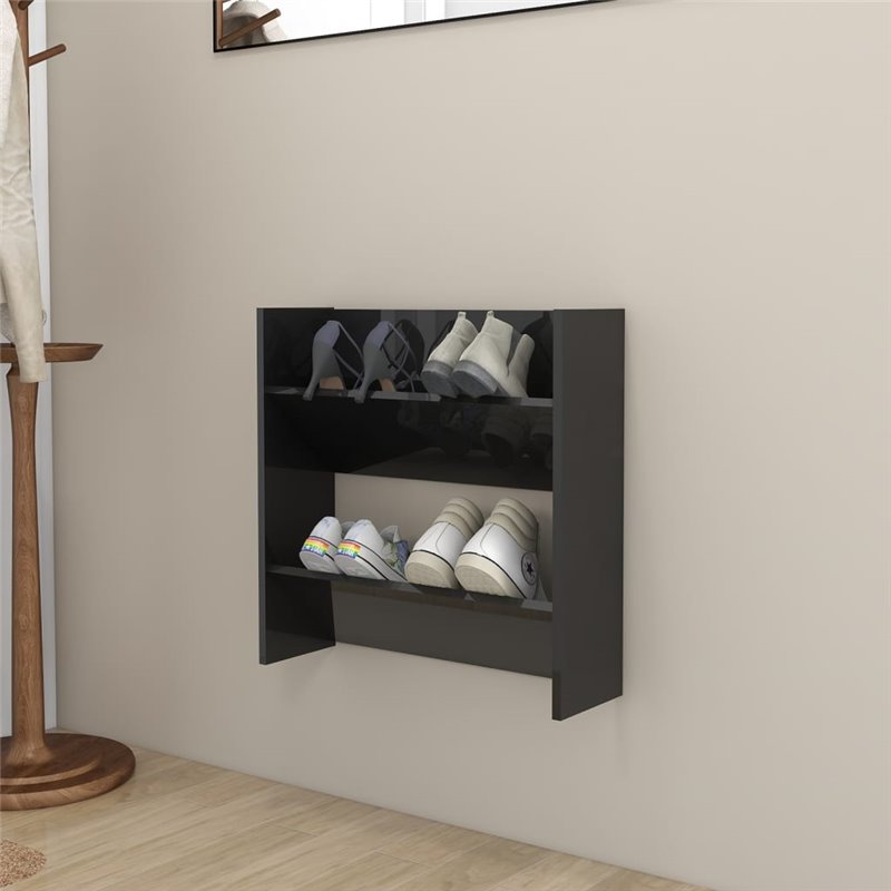 VidaXL Armoire à chaussure murales noir brillant bois d'ingénierie