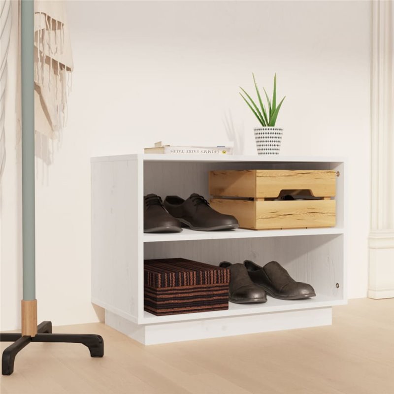 VidaXL Armoire à chaussures Blanc 60x34x45 cm Bois de pin massif