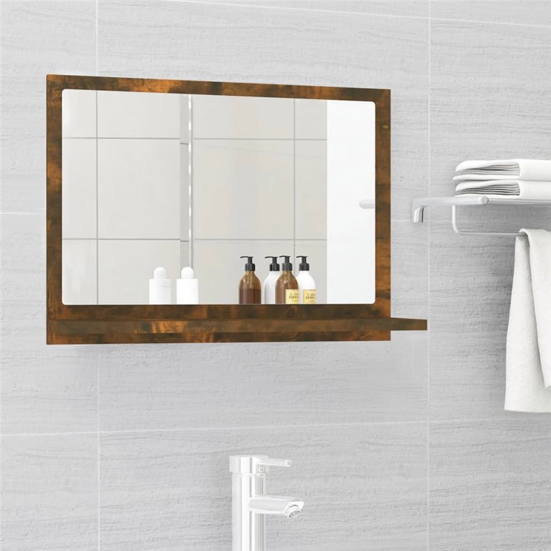 VidaXL Miroir de bain Chêne fumé 60x10,5x37 cm Bois d'ingénierie