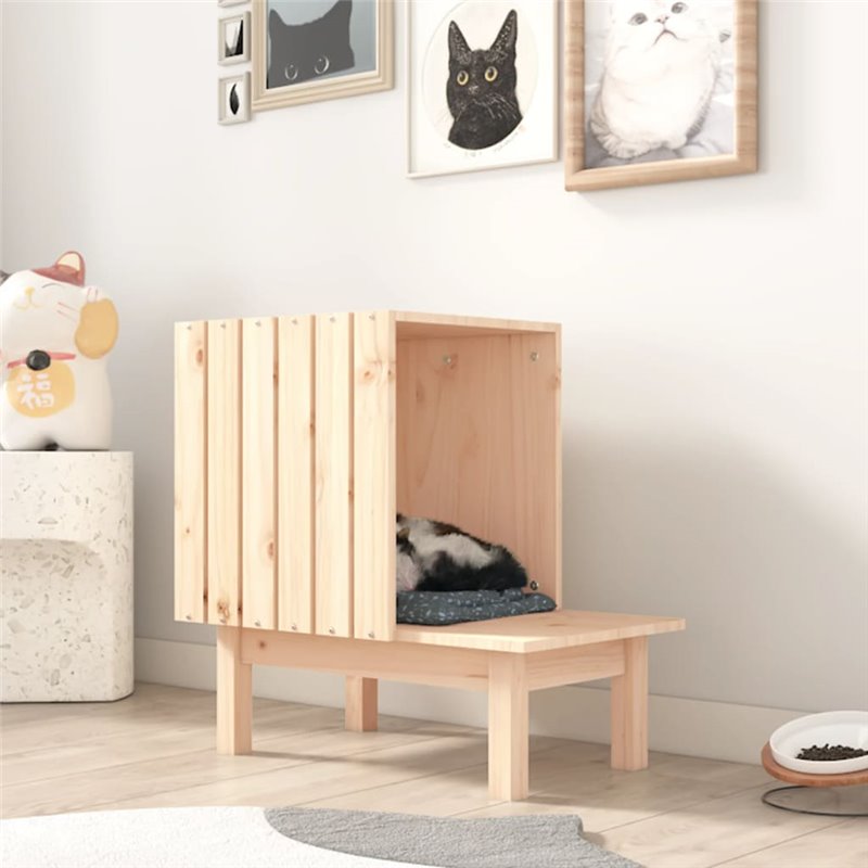 VidaXL Maison pour chat 60x36x60 cm Bois de pin massif