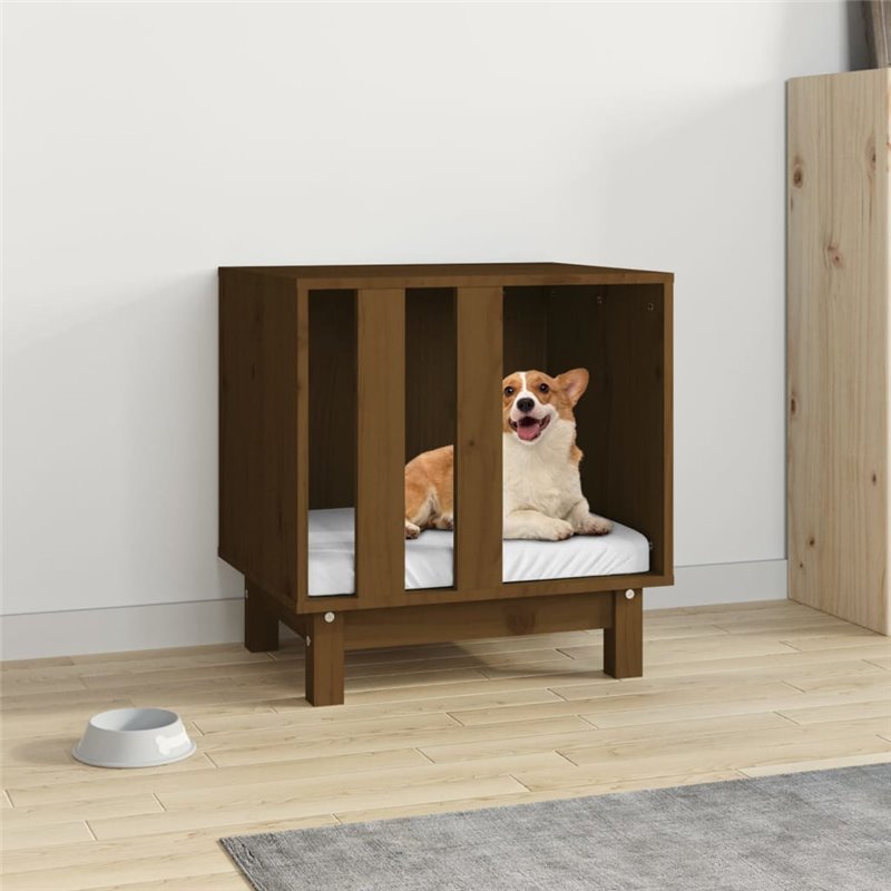 VidaXL Niche pour chien Marron miel 50x40x52 cm Bois de pin massif