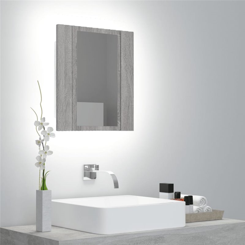 VidaXL Armoire à miroir LED de salle de bain sonoma gris 40x12x45 cm