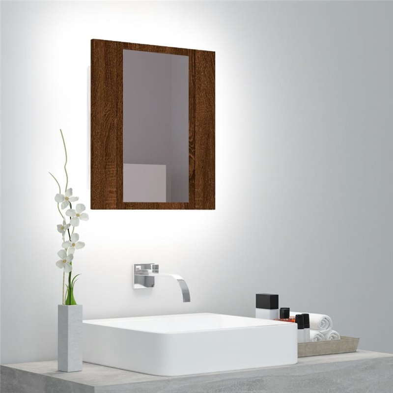 VidaXL Armoire à miroir LED de salle de bain chêne marron 40x12x45 cm