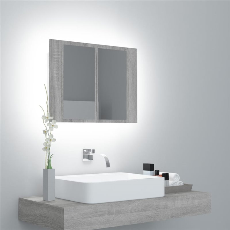 VidaXL Armoire à miroir LED Sonoma gris 60x12x45 cm Bois d'ingénierie