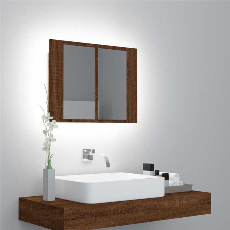 VidaXL Armoire à miroir LED Chêne marron 60x12x45 cm Bois d'ingénierie