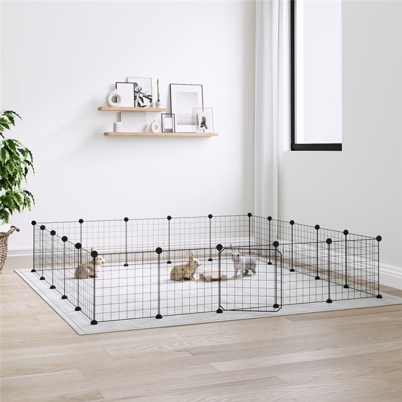 VidaXL Cage animaux de compagnie à 20 panneaux et porte Noir 35x35 cm