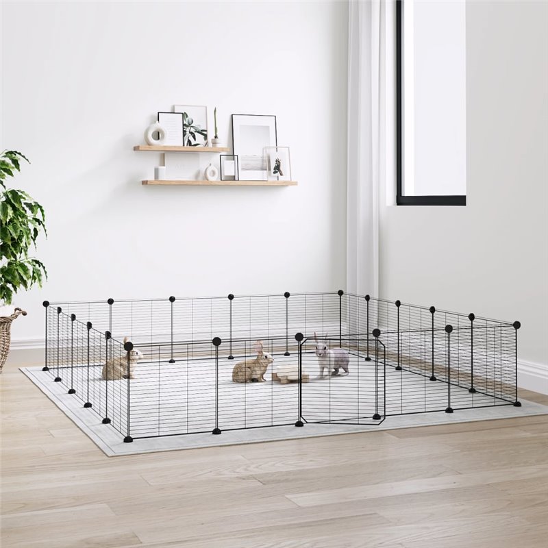 VidaXL Cage animaux de compagnie à 20 panneaux et porte Noir 35x35 cm