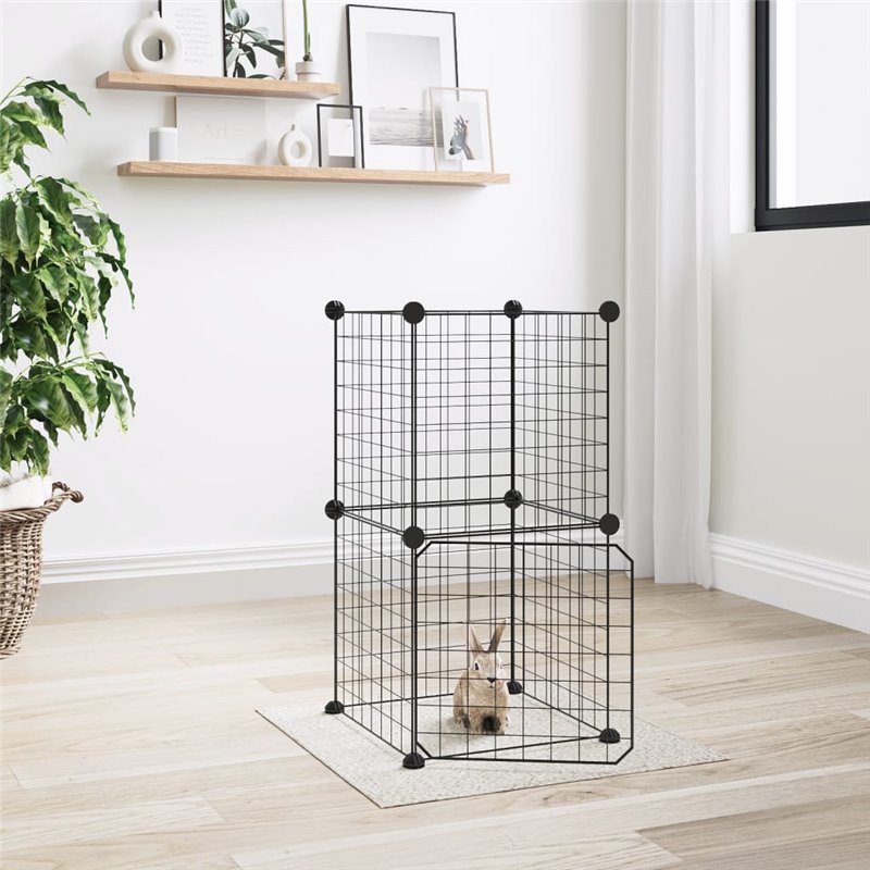 VidaXL Cage animaux de compagnie à 8 panneaux et porte Noir 35x35 cm