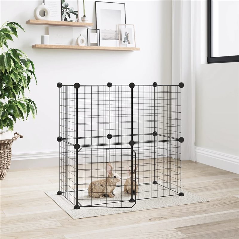 VidaXL Cage animaux de compagnie à 12 panneaux et porte Noir 35x35 cm