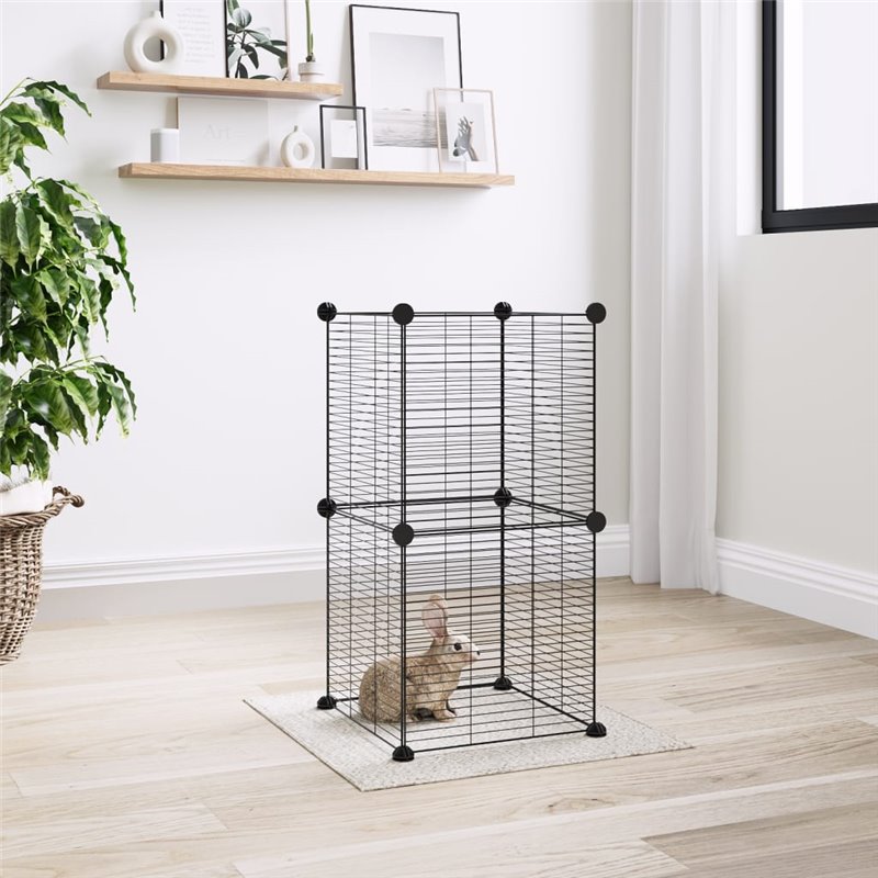 VidaXL Cage animaux de compagnie à 8 panneaux Noir 35x35 cm Acier