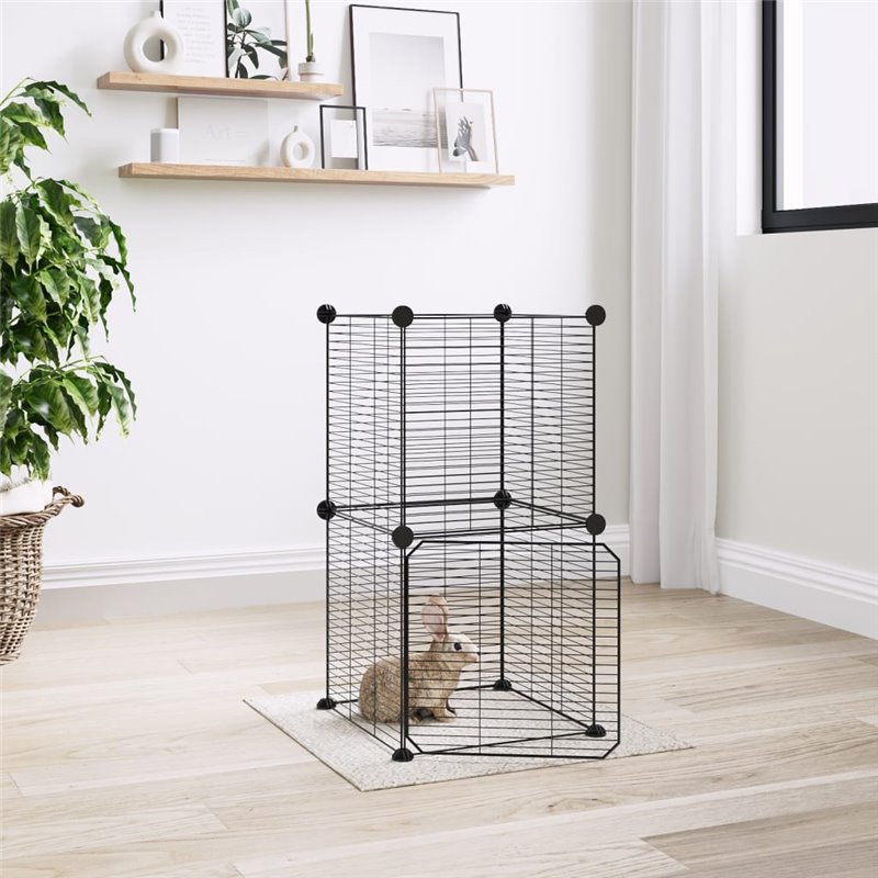 VidaXL Cage animaux de compagnie à 8 panneaux et porte Noir 35x35 cm