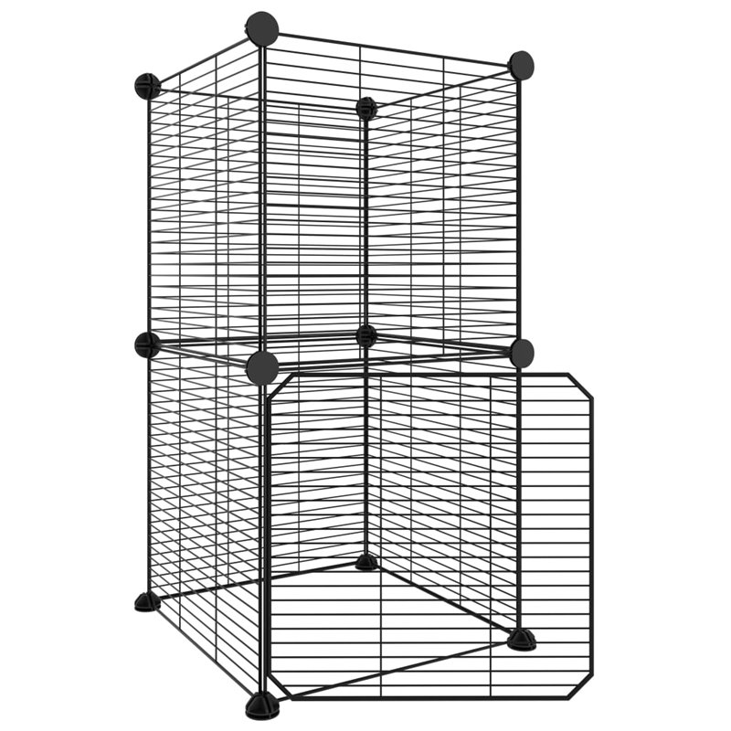 Image secondaire de VidaXL Cage animaux de compagnie à 8 panneaux et porte Noir 35x35 cm