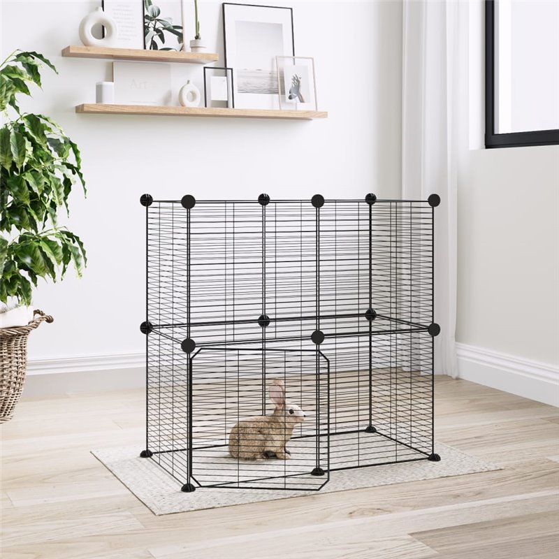 VidaXL Cage animaux de compagnie à 12 panneaux et porte Noir 35x35 cm