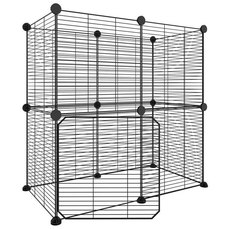 Image secondaire de VidaXL Cage animaux de compagnie à 12 panneaux et porte Noir 35x35 cm